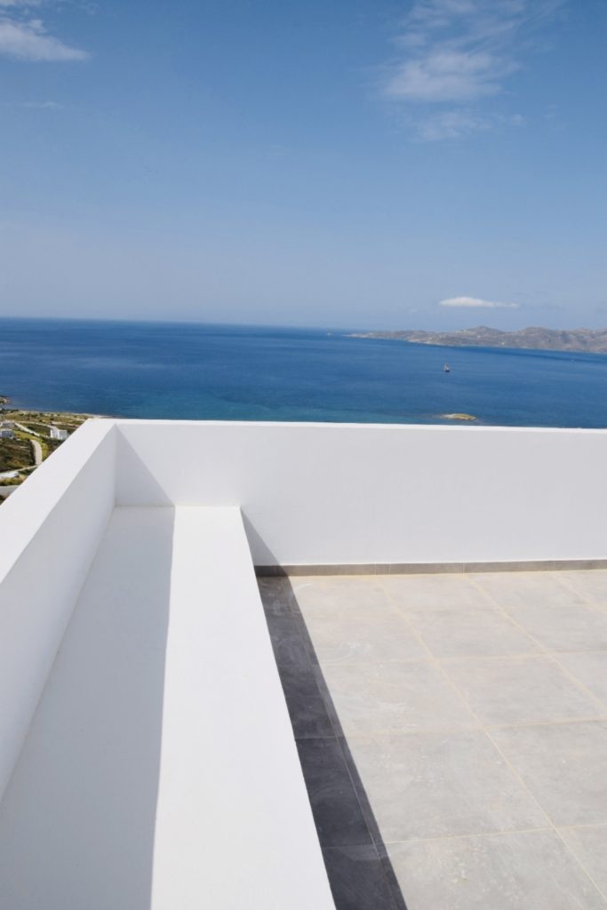 Rooftop view of villa in Karystos with sea view